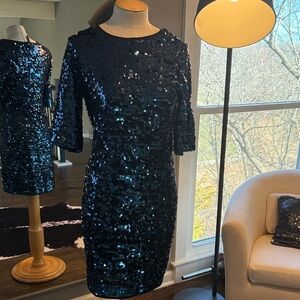 BCBGMaxAzria Navy Blue Sequin Mini Dress